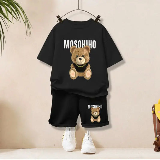 Summer Baby Girl Clothes Kid Boy Cartoon Bear T-Shirts Shorts Suit Children Short Sleeve O Neck Top and Bottom 2 Pieces Set